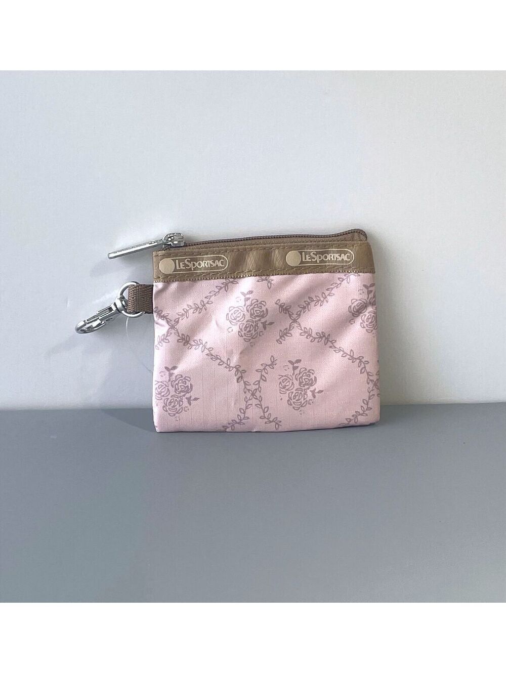 LeSportsac Pink Floral Coin Purse Keychain Pouch NWOT